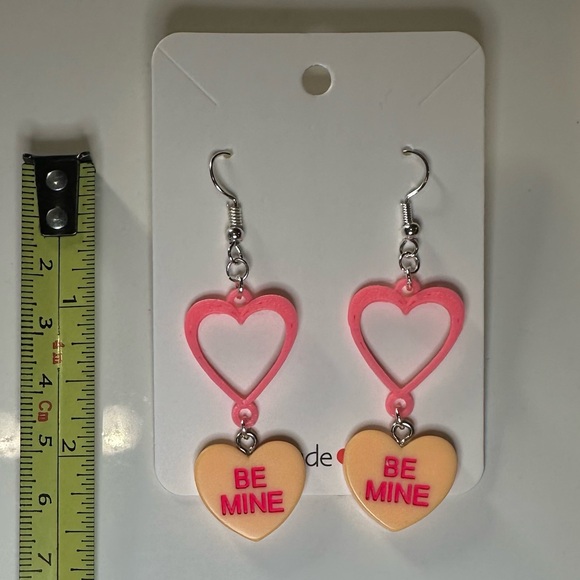 Handmade Candy Heart Love or Be Mine Earring NEW - Picture 5 of 6